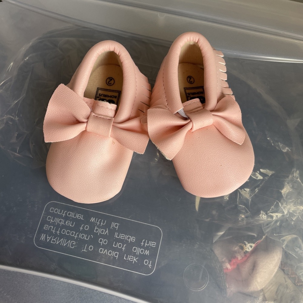 Romirus Baby Girl‎ Faux Leather Moccasin Slip On Pink Size 2